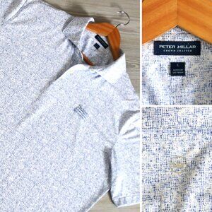 Peter Millar Crown Men's L Switching Gears All Over Print Performance Golf Polo